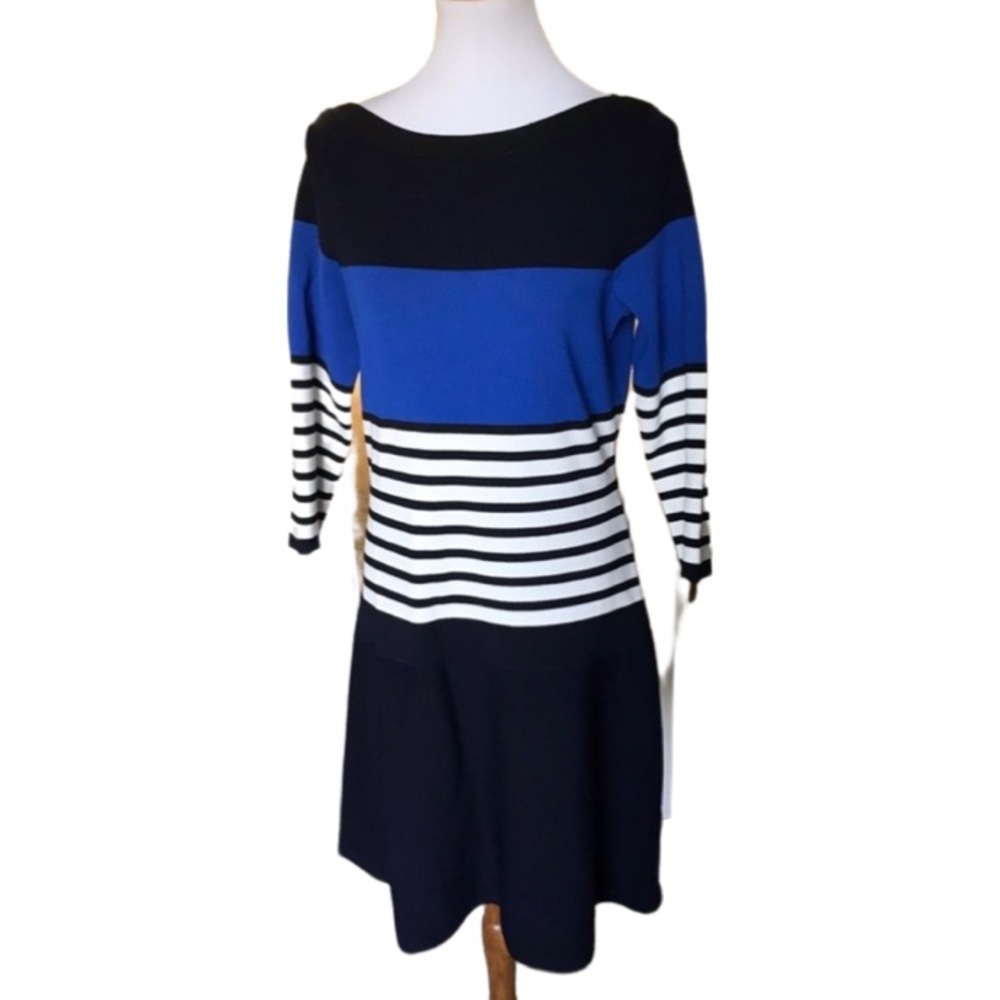 Kate Spade Women’s Striped Multi colored stretch Shift Dress Large Blue striped